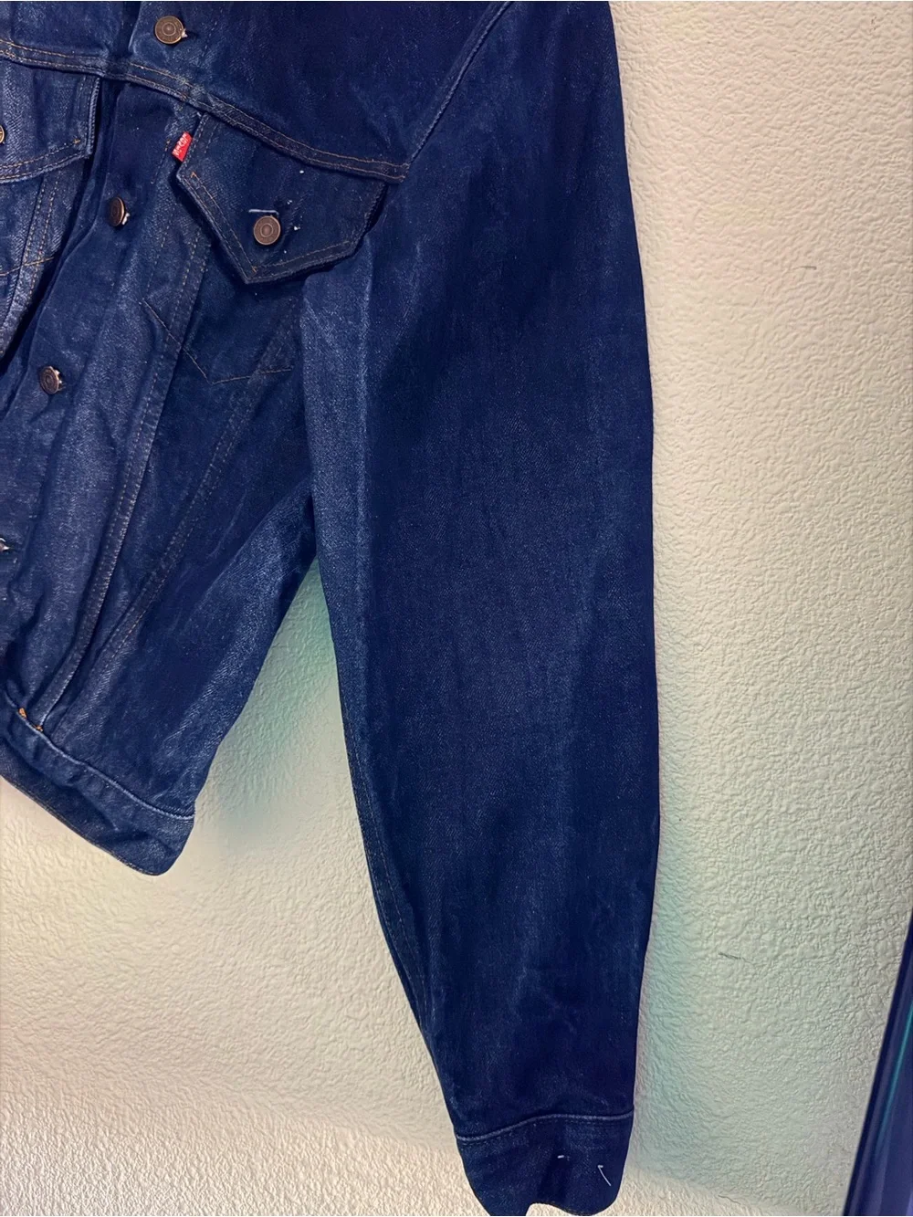 Vintage Levi’s Type III Denim Trucker Jacket 42L Small e Dark Indigo USA 70s/80s